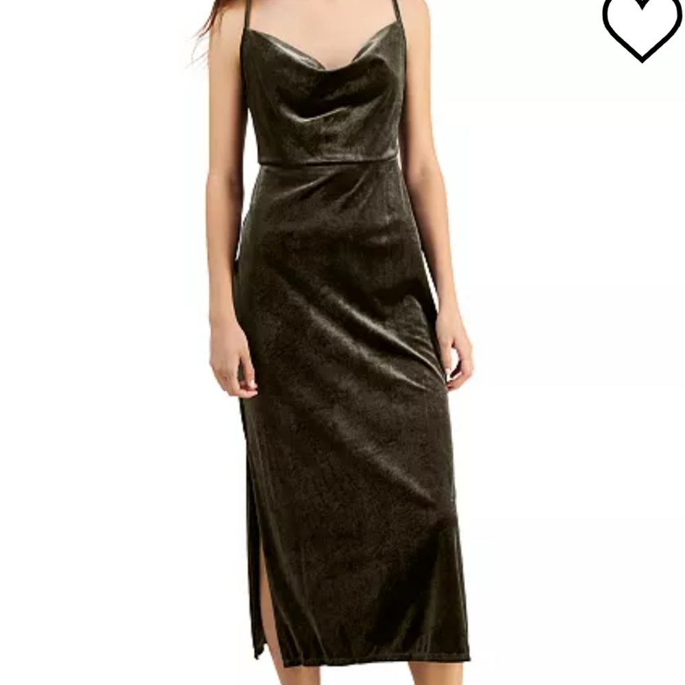TAYLOR Olive Cowl-Neck Sleeveless Velvet Dress Sz 2